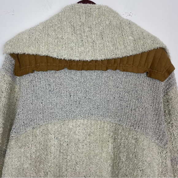 Free People Counting Sheep Sherpa Suede Moto Jacket Medium Large Oatmeal Camel - Picture 14 of 15